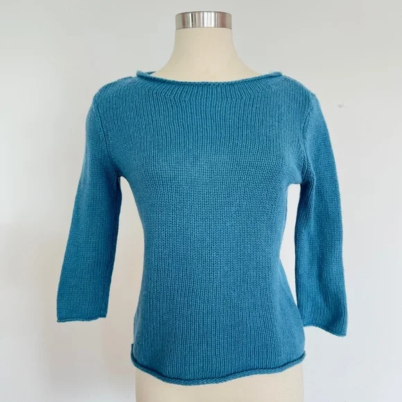 Eileen Fisher Yak Wool Sweater in Blue Petite - Picture 2 of 8